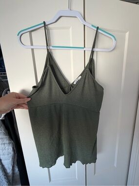 Zara Olive Green V-Neck Spaghetti Strap tank